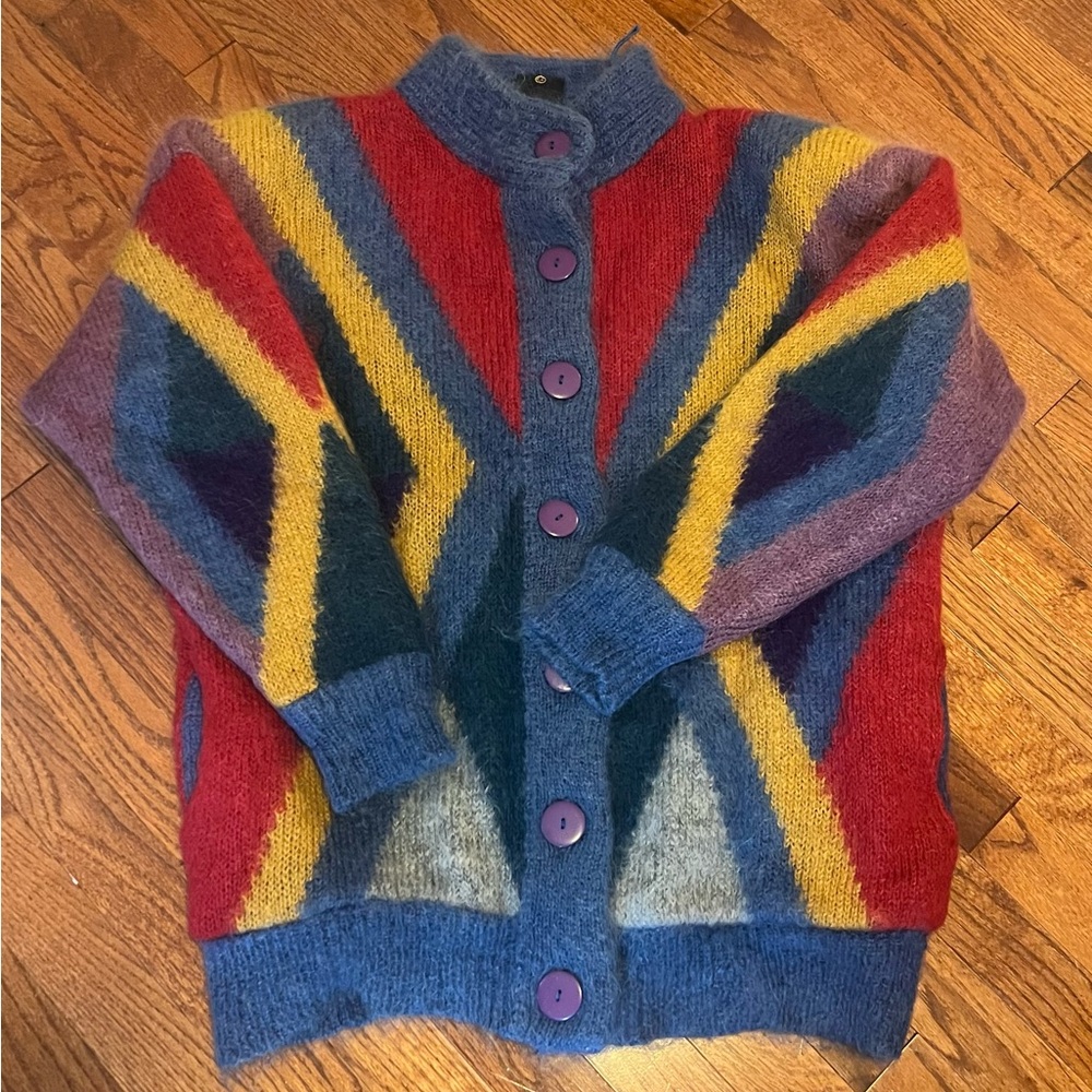 Vintage 80’s Multicolor Chevron Cardigan